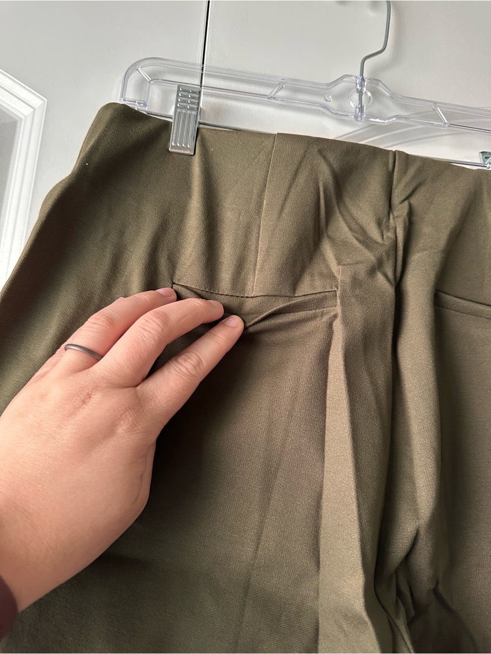 Dear Scarlett Olive Green Boot-Cut Pants with Button Detail - Picture 8 of 10